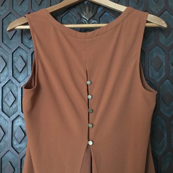 NWOT Flowy Boho Chestnut Brown High Low Dress - Picture 4 of 16